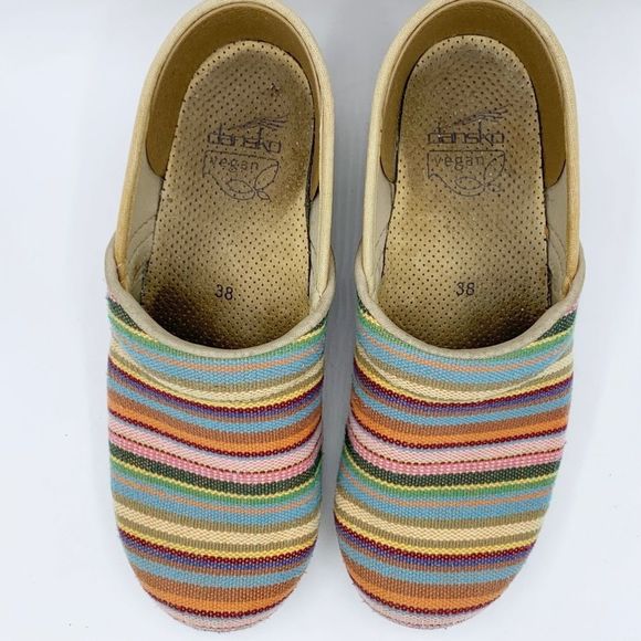Dansko Vegan Woven Striped Colorful Comfort Espadrille Style Clogs Size 8 - Picture 8 of 15